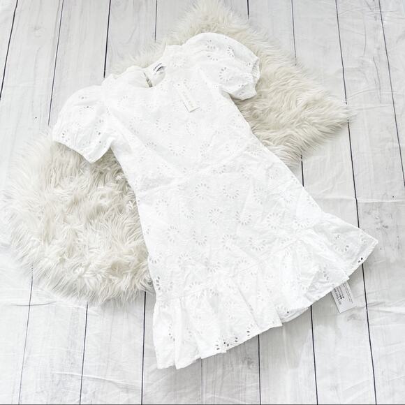Yumi Kim Women's White Alicia Short Puff Sleeve Eyelet Dress Size XL NEW - Picture 2 of 5